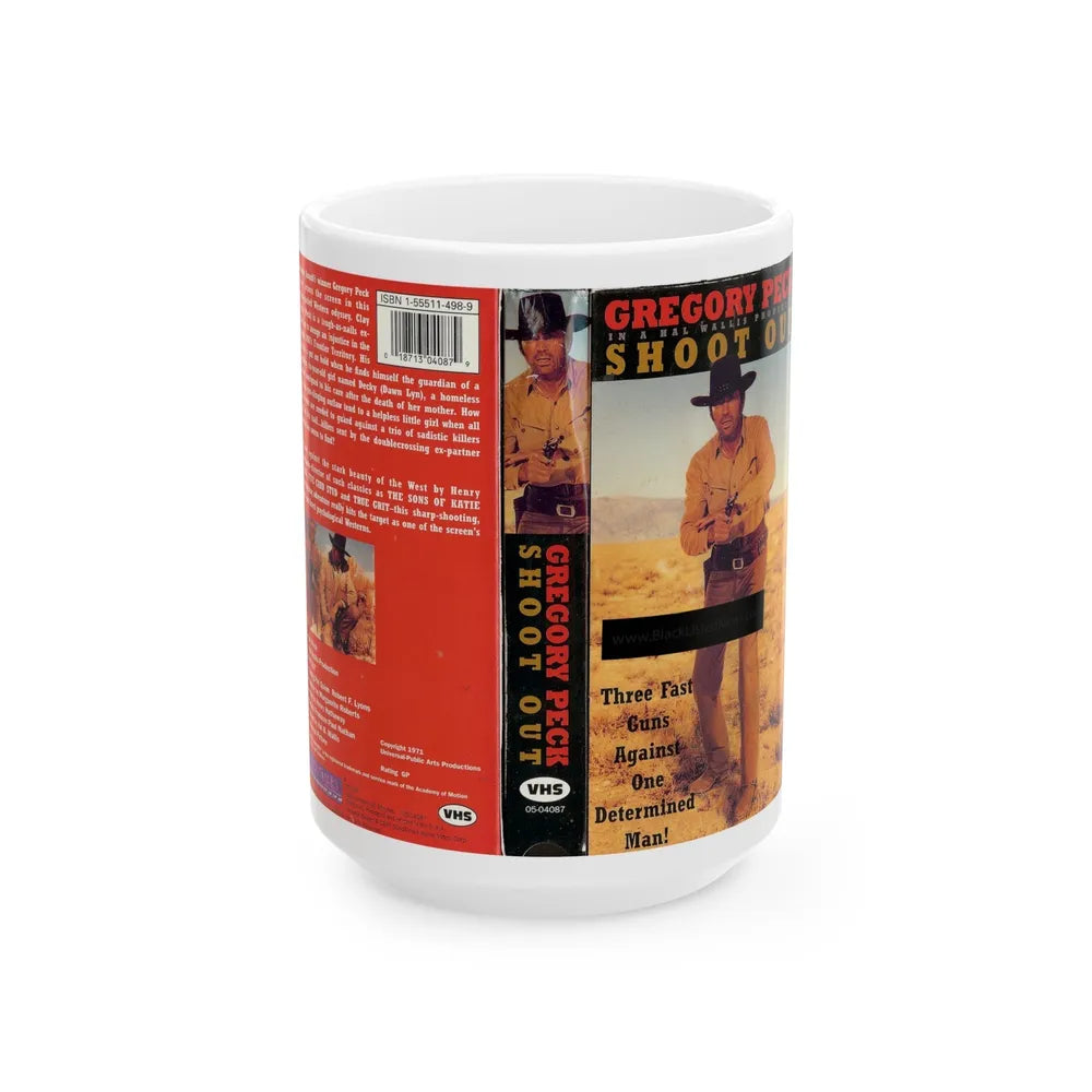 SHOOT OUT (VHS COVER) - White Coffee Mug-15oz-Go Mug Yourself