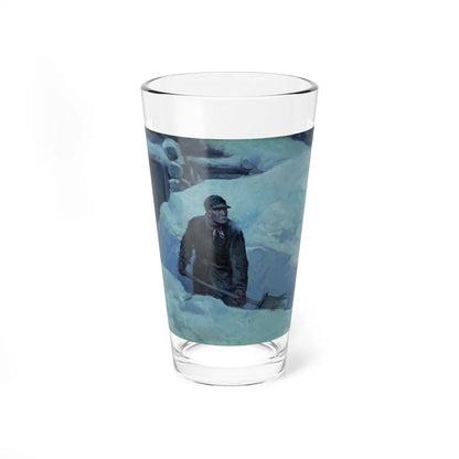 Shoveling Out, Saturday Evening Post story illustration, 1924 (Magazine Illustration) Pint Glass 16oz 16oz - Go Mug Yourself