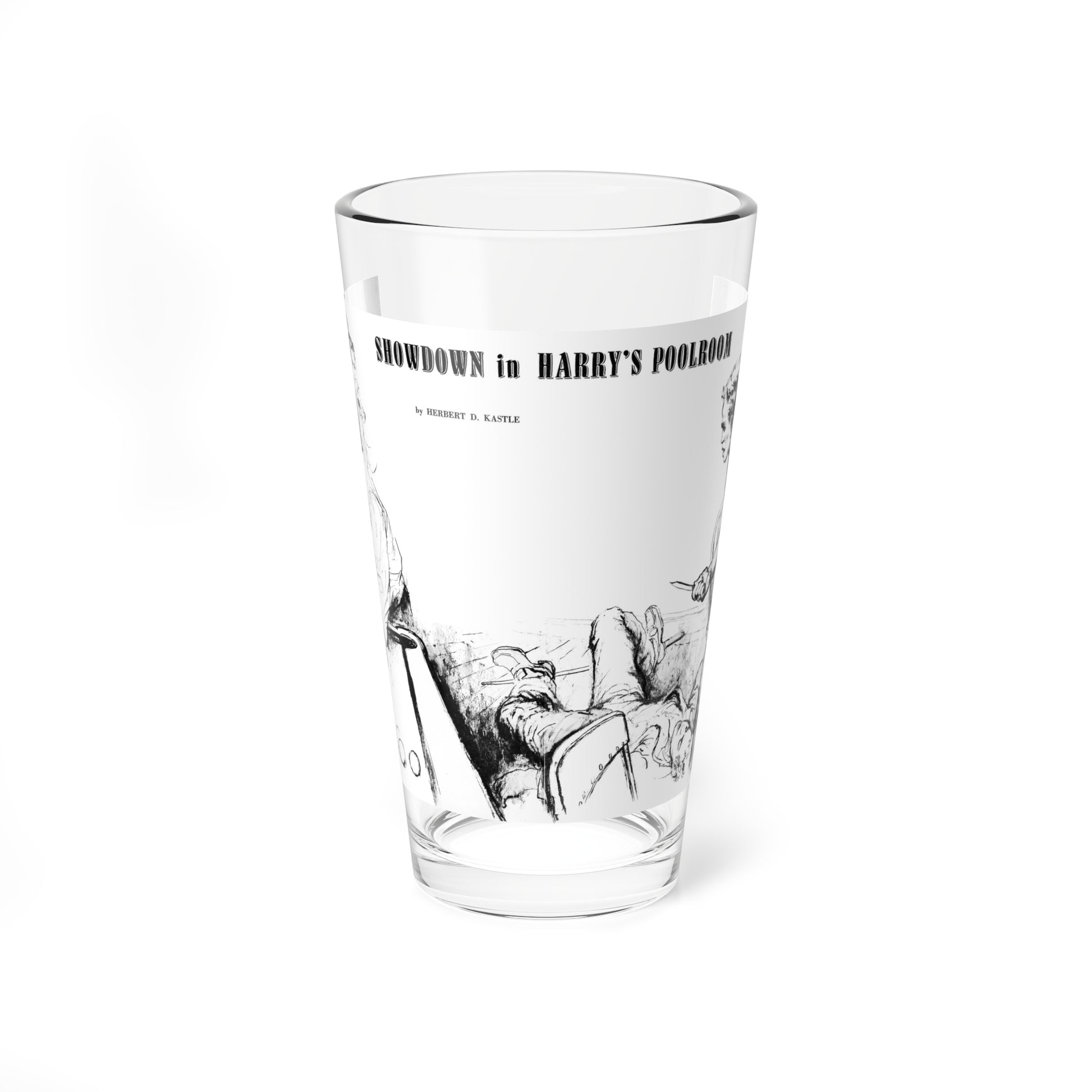 Showdown in Harry's Poolroom, Stag, October 1956 (Magazine Illustration) Pint Glass 16oz-16oz-Go Mug Yourself