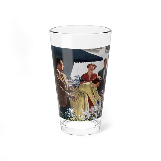 Showing Off The Flower Garden, Collier's, August 27, 1949 (Magazine Illustration) Pint Glass 16oz 16oz - Go Mug Yourself