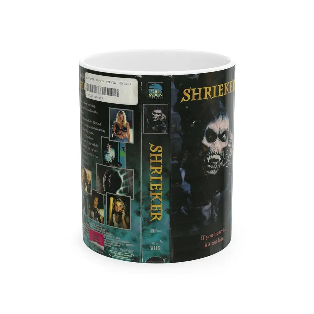 SHRIEKER FULL MOON PICTURES (VHS COVER) - White Coffee Mug 11oz - Go Mug Yourself