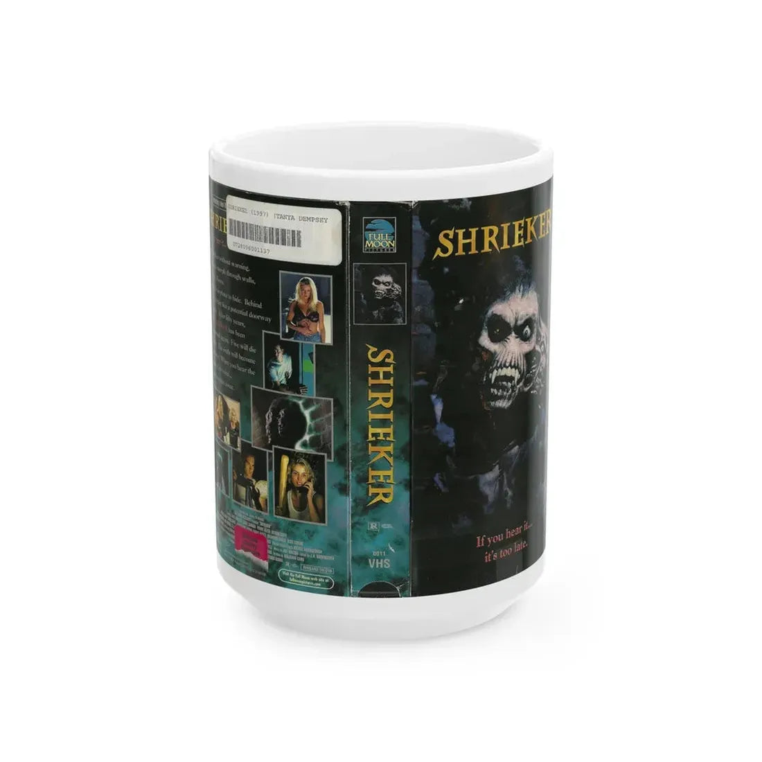 SHRIEKER FULL MOON PICTURES (VHS COVER) - White Coffee Mug 15oz - Go Mug Yourself