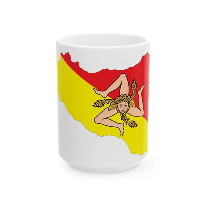 Sicily-Flagmap (Italy) White Coffee Mug 15oz - Go Mug Yourself