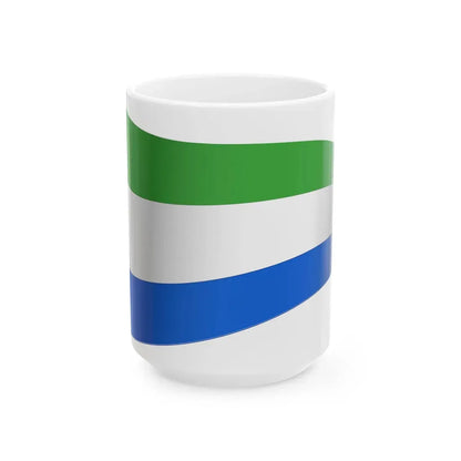 Sierra Leone Flag - iconic waving (Sierra Leone) White Coffee Mug 15oz - Go Mug Yourself