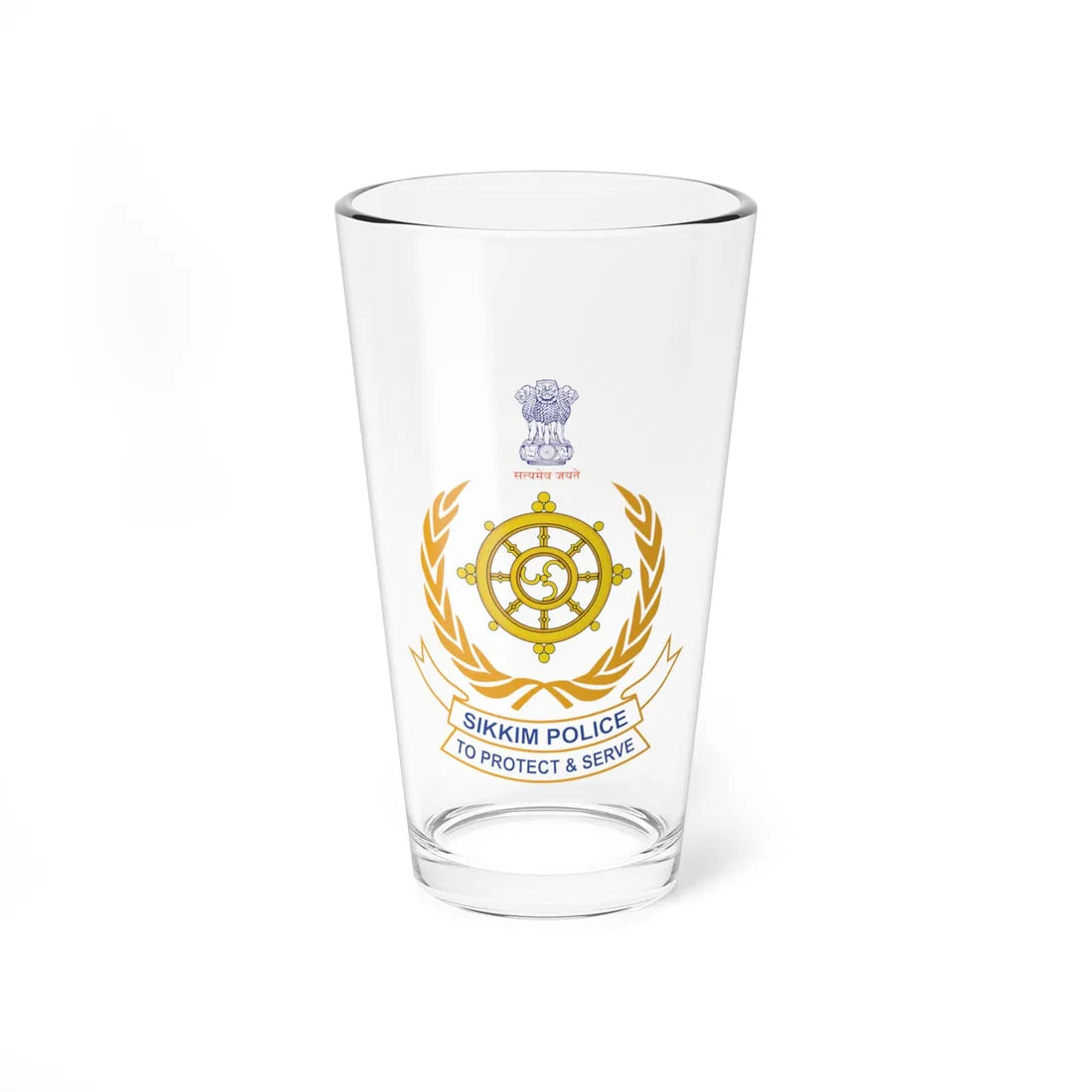 Sikkim police logo (India) (Coat of Arms) Pint Glass 16oz 16oz - Go Mug Yourself