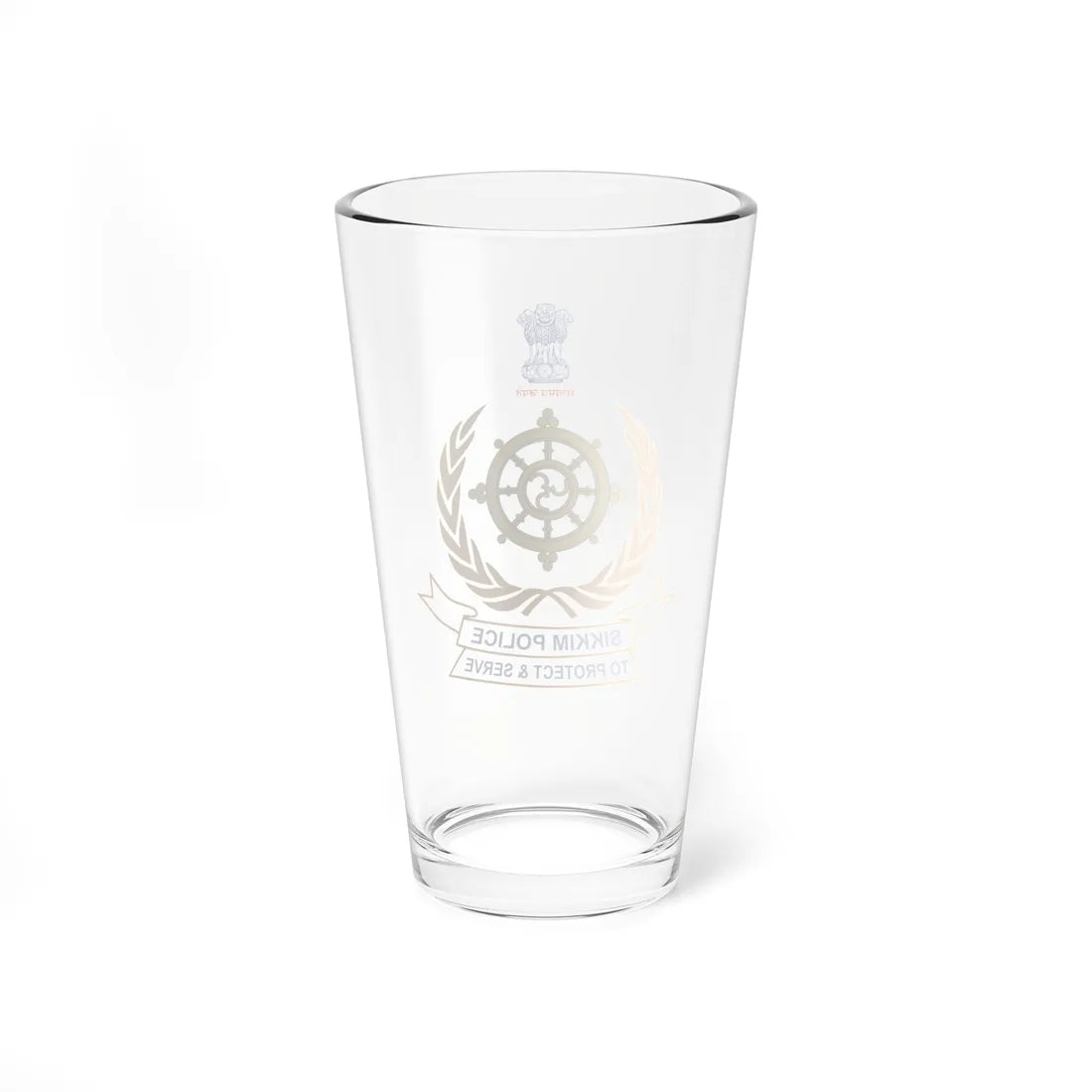 Sikkim police logo (India) (Coat of Arms) Pint Glass 16oz - Go Mug Yourself