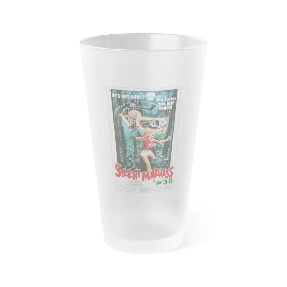 SILENT MADNESS 1984 Movie Poster - Frosted Pint Glass 16oz 16oz Frosted - Go Mug Yourself