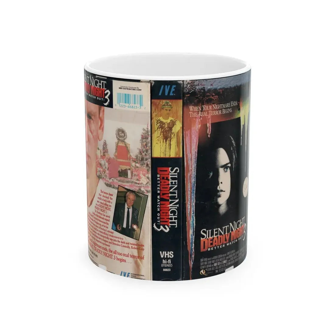SILENT NIGHT DEADLY NIGHT 3 BETTER WATCH OUT (VHS COVER) - White Coffee Mug 11oz - Go Mug Yourself