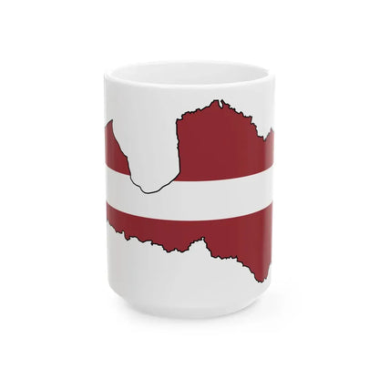 Silhouette of Latvia (Latvia) White Coffee Mug 15oz - Go Mug Yourself