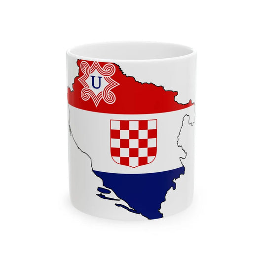 Silhouette of the Independent State of Croatia (Croatia) White Coffee Mug 11oz - Go Mug Yourself