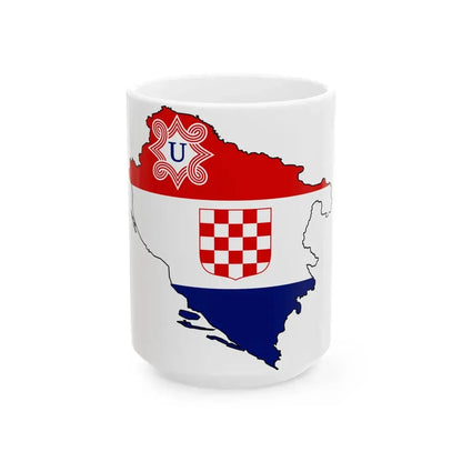 Silhouette of the Independent State of Croatia (Croatia) White Coffee Mug 15oz - Go Mug Yourself