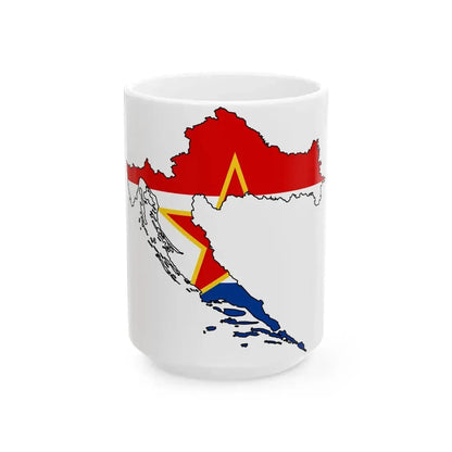 Silhouette of the Socialist Republic of Croatia (Croatia) White Coffee Mug 15oz - Go Mug Yourself