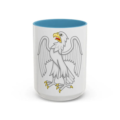 Silver Falcon Badge of Edward III - Accent Coffee Mug 15oz Light Blue - Go Mug Yourself