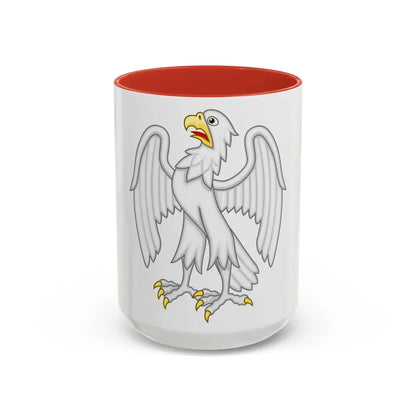 Silver Falcon Badge of Edward III - Accent Coffee Mug 15oz Red - Go Mug Yourself