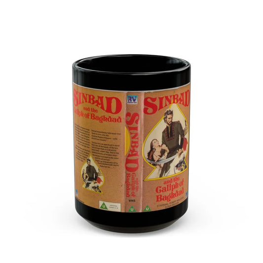 SINBAD AND THE GALIPH OF BAGHDAD (VHS COVER) - Black Coffee Mug-15oz-Go Mug Yourself