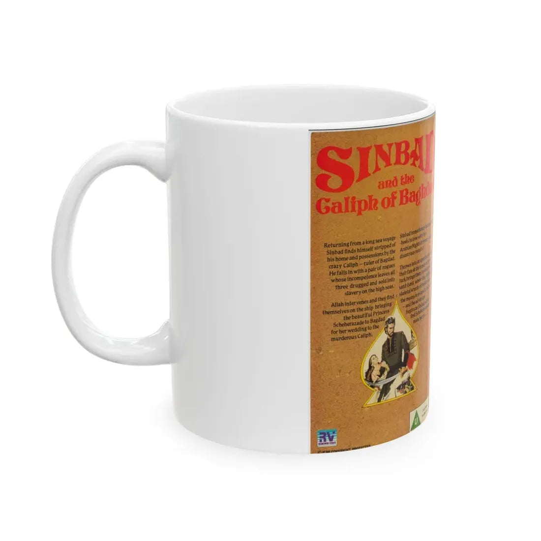 SINBAD AND THE GALIPH OF BAGHDAD (VHS COVER) - White Coffee Mug - Go Mug Yourself