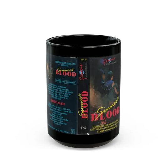 SINNERS BLOOD (VHS COVER) - Black Coffee Mug 15oz - Go Mug Yourself