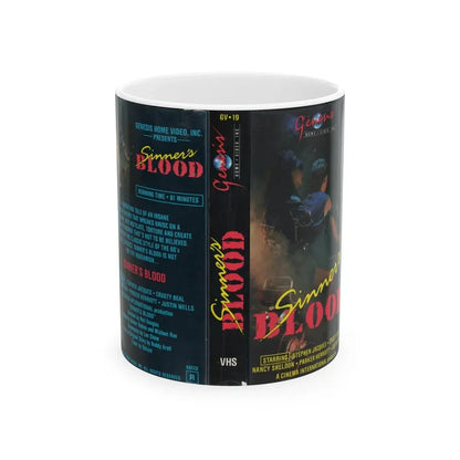 SINNERS BLOOD (VHS COVER) - White Coffee Mug 11oz - Go Mug Yourself