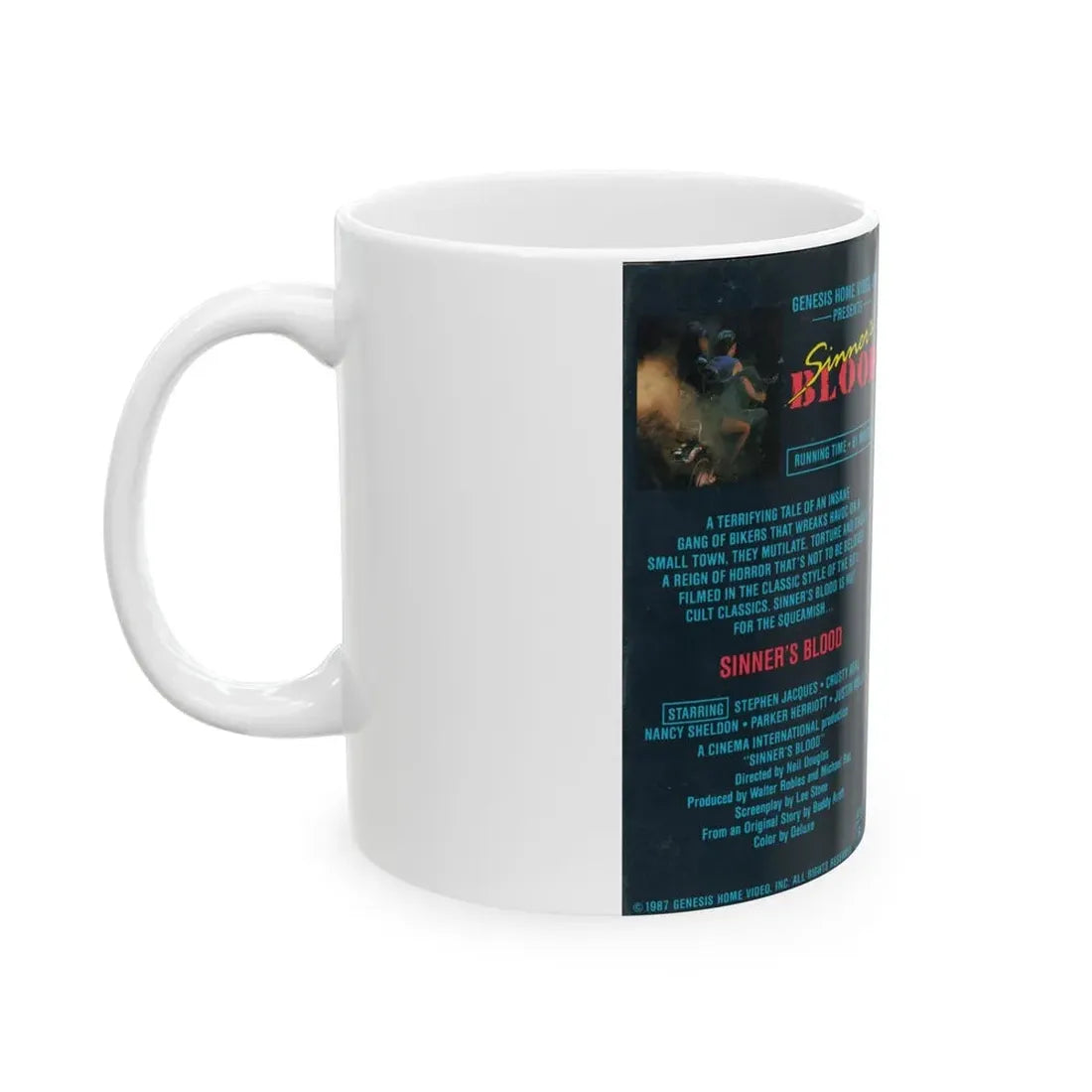 SINNERS BLOOD (VHS COVER) - White Coffee Mug - Go Mug Yourself