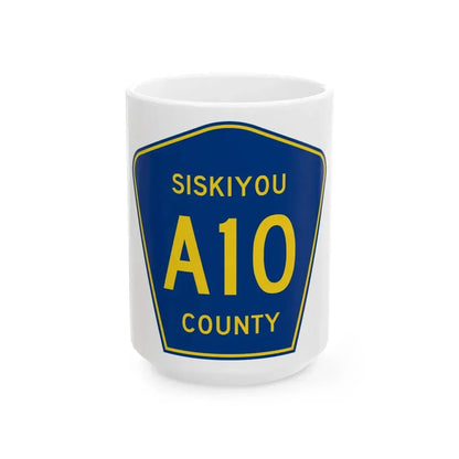 Siskiyou County A10 (California) (Road Sign) White Coffee Mug 15oz - Go Mug Yourself