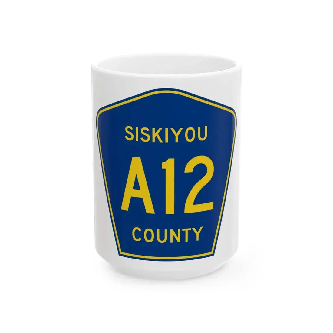 Siskiyou County A12 (California) (Road Sign) White Coffee Mug 15oz - Go Mug Yourself