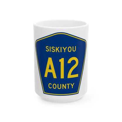 Siskiyou County A12 (California) (Road Sign) White Coffee Mug 15oz - Go Mug Yourself