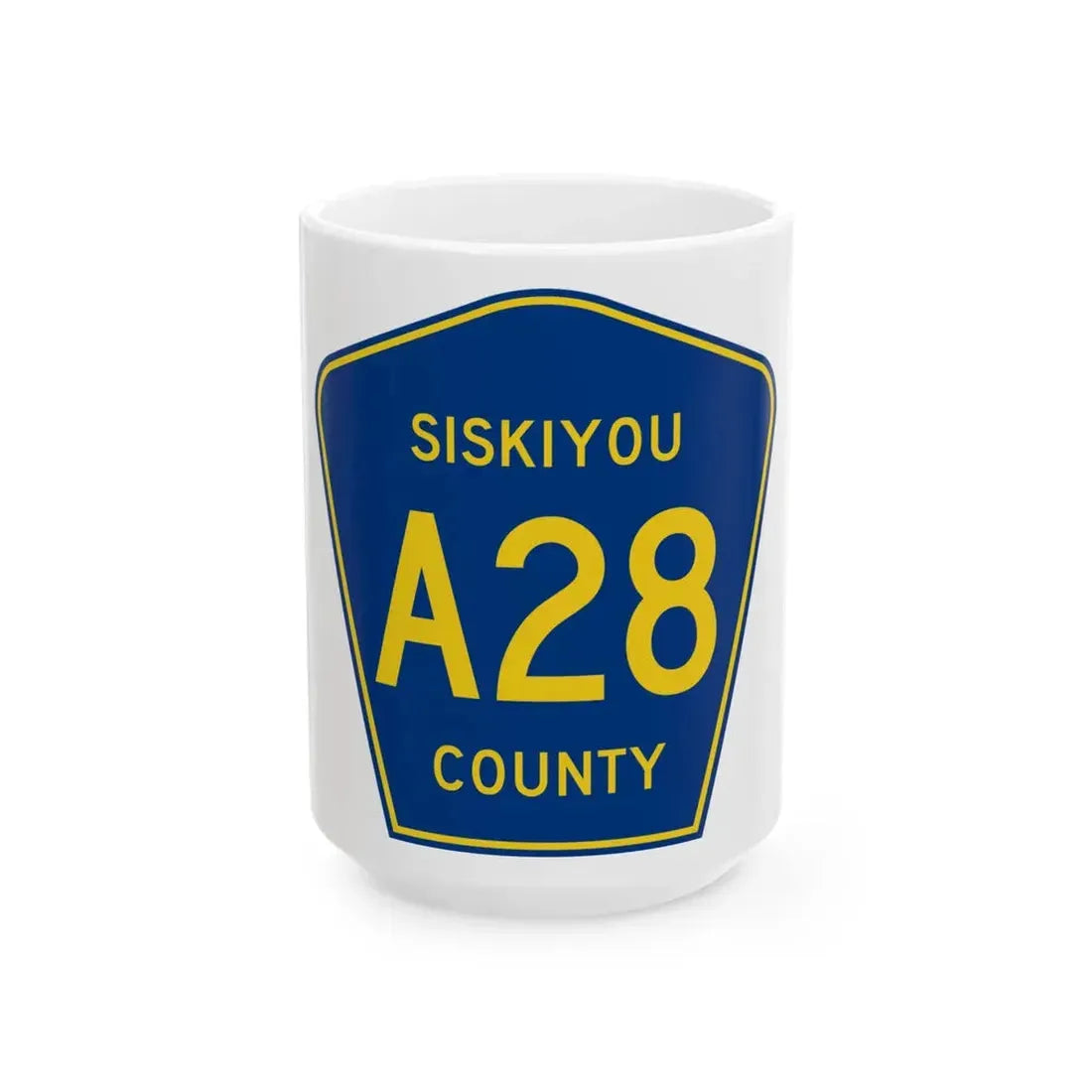 Siskiyou County A28 (California) (Road Sign) White Coffee Mug 15oz - Go Mug Yourself