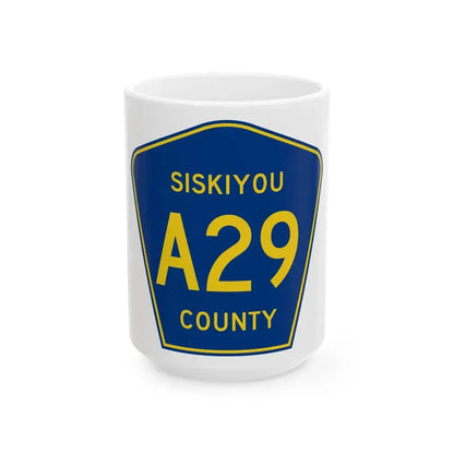 Siskiyou County A29 (California) (Road Sign) White Coffee Mug 15oz - Go Mug Yourself