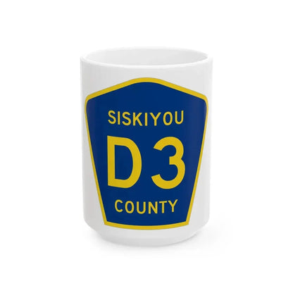 Siskiyou County D3 (California) (Road Sign) White Coffee Mug 15oz - Go Mug Yourself
