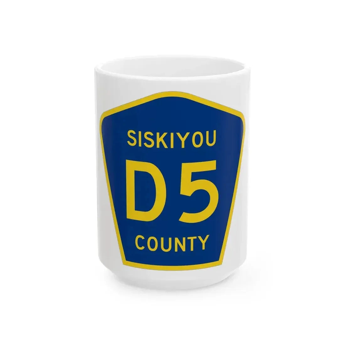 Siskiyou County D5 (California) (Road Sign) White Coffee Mug 15oz - Go Mug Yourself