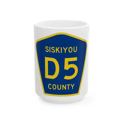Siskiyou County D5 (California) (Road Sign) White Coffee Mug 15oz - Go Mug Yourself