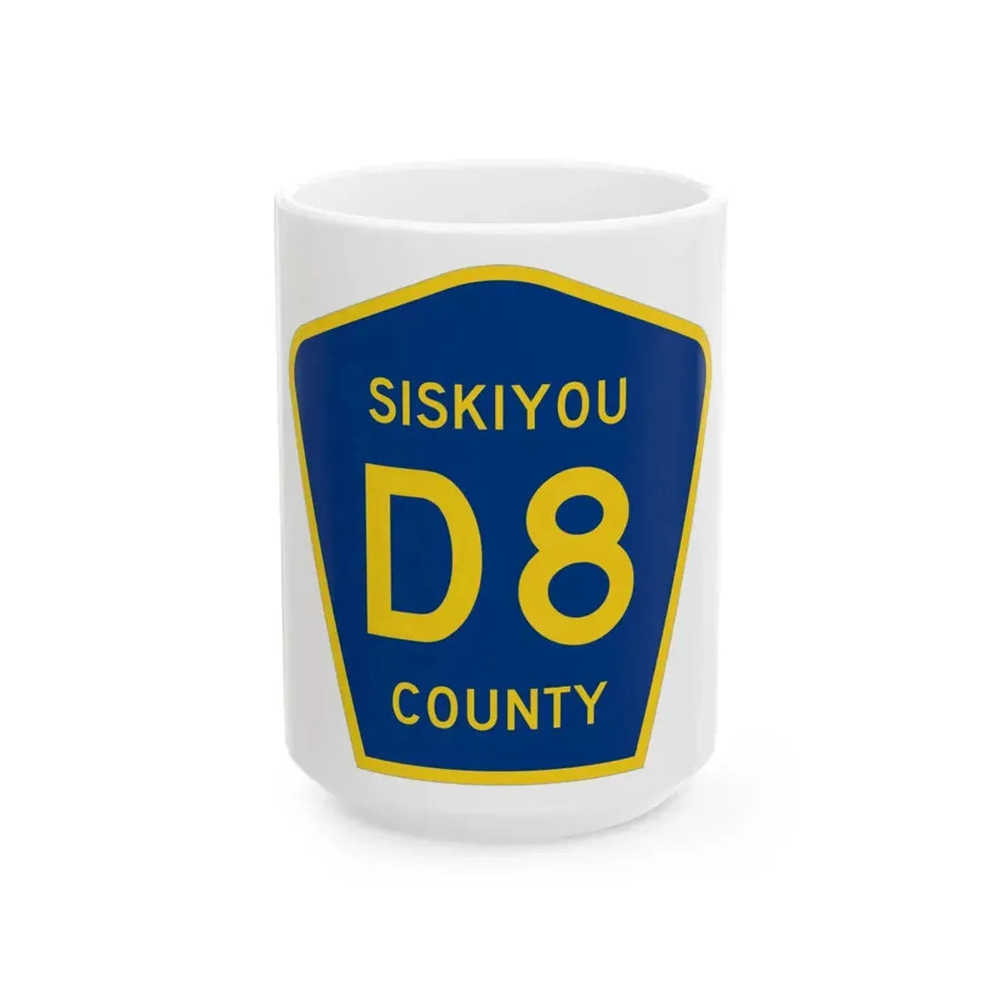 Siskiyou County D8 (California) (Road Sign) White Coffee Mug 15oz - Go Mug Yourself