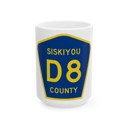 Siskiyou County D8 (California) (Road Sign) White Coffee Mug 15oz - Go Mug Yourself