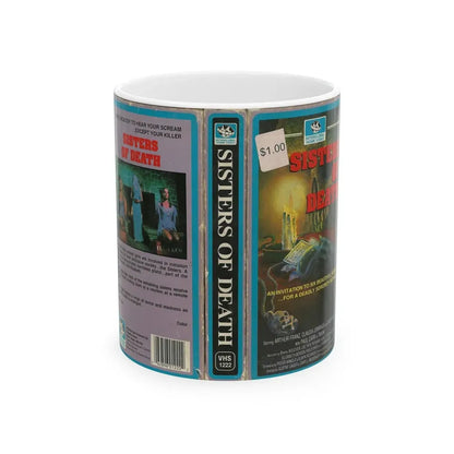 SISTERS OF DEATH INTERGLOBAL HOME VIDEO (VHS COVER) - White Coffee Mug 11oz - Go Mug Yourself