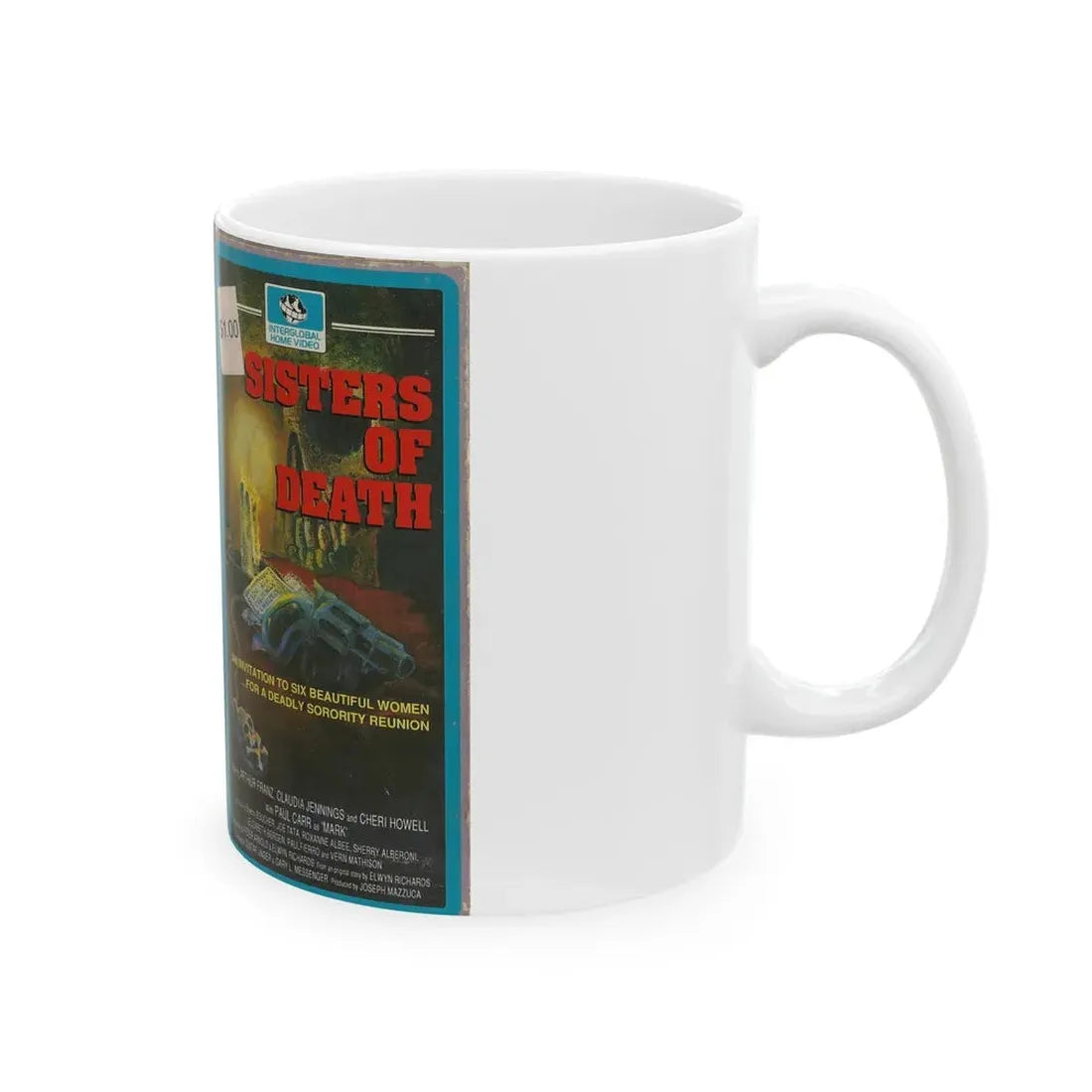 SISTERS OF DEATH INTERGLOBAL HOME VIDEO (VHS COVER) - White Coffee Mug - Go Mug Yourself