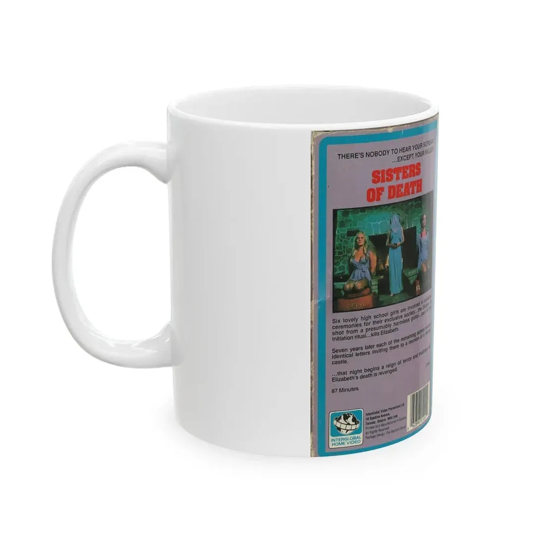 SISTERS OF DEATH INTERGLOBAL HOME VIDEO (VHS COVER) - White Coffee Mug - Go Mug Yourself