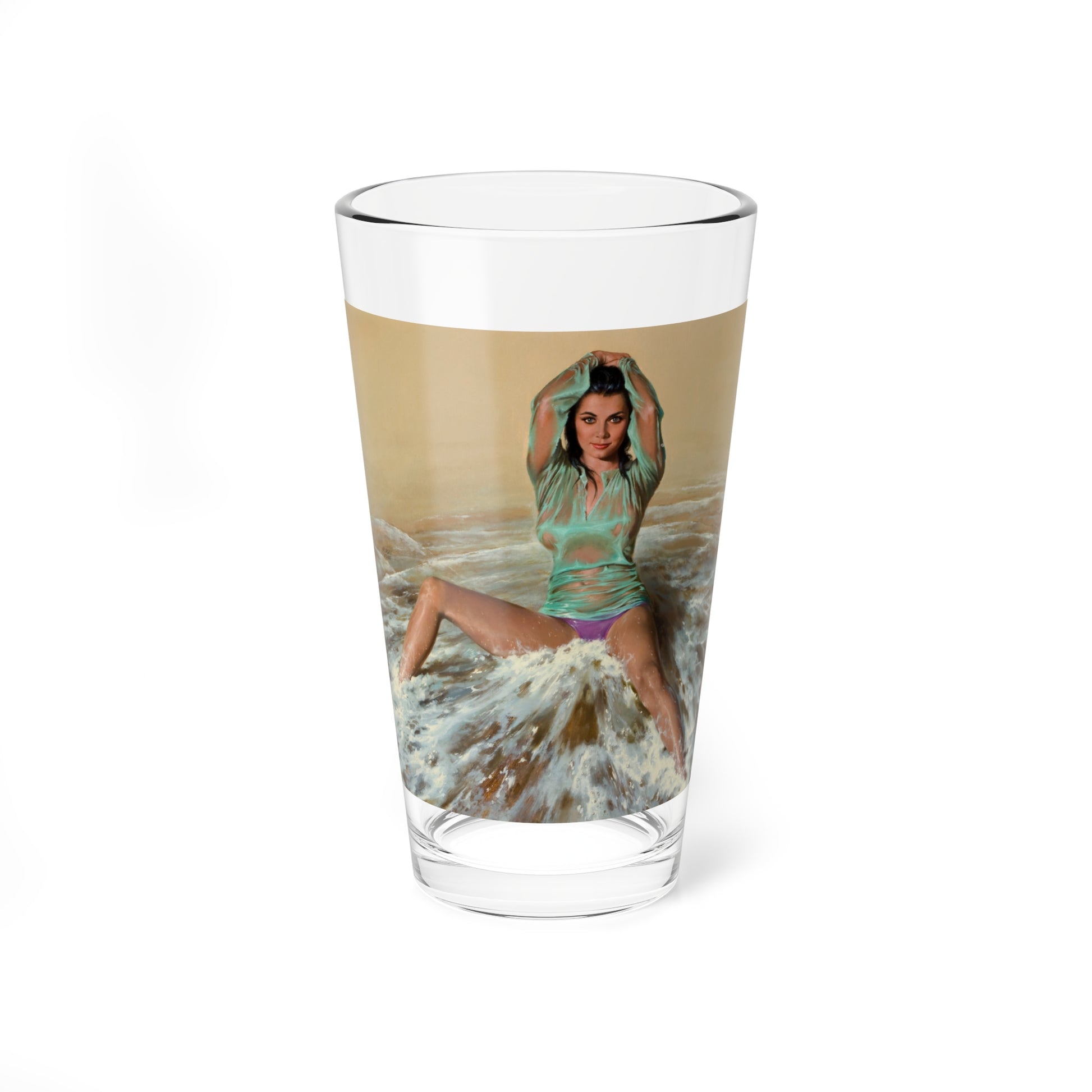 Sitting in the Surf, story illustration (Magazine Illustration) Pint Glass 16oz-16oz-Go Mug Yourself