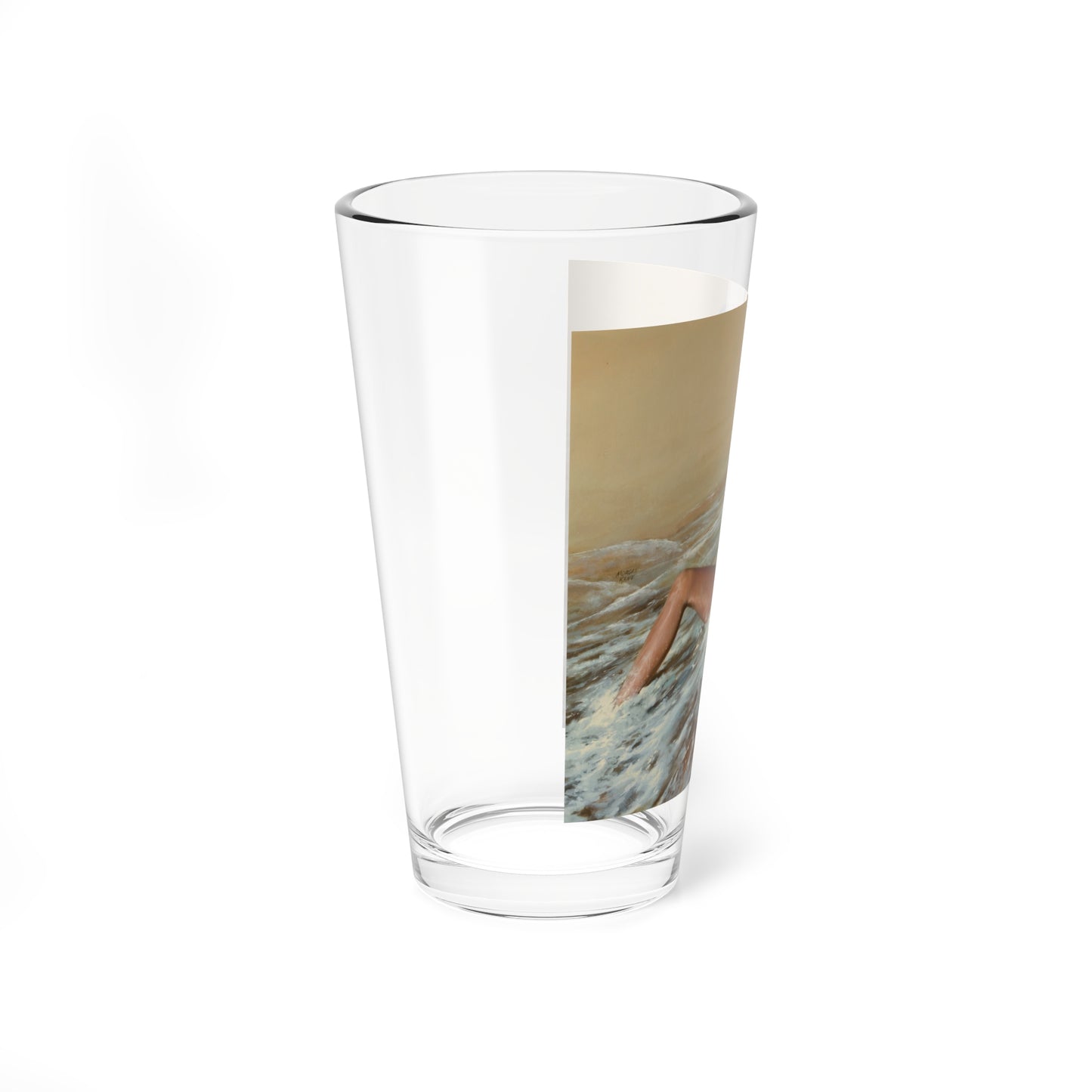 Sitting in the Surf, story illustration (Magazine Illustration) Pint Glass 16oz-Go Mug Yourself