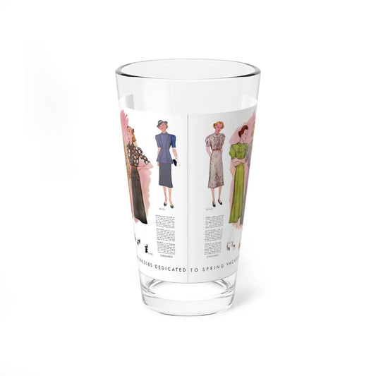 Six Dresses Dedicated To Spring Vacation, McCall's, March 1937 (Magazine Illustration) Pint Glass 16oz 16oz - Go Mug Yourself