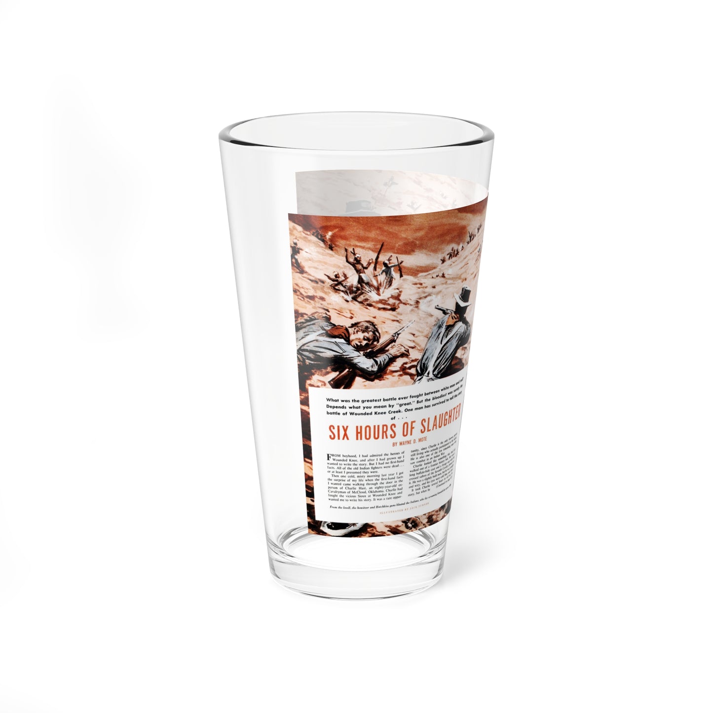 Six Hours of Slaughter, Outdoor Adventures, March 1956 (Magazine Illustration) Pint Glass 16oz-Go Mug Yourself