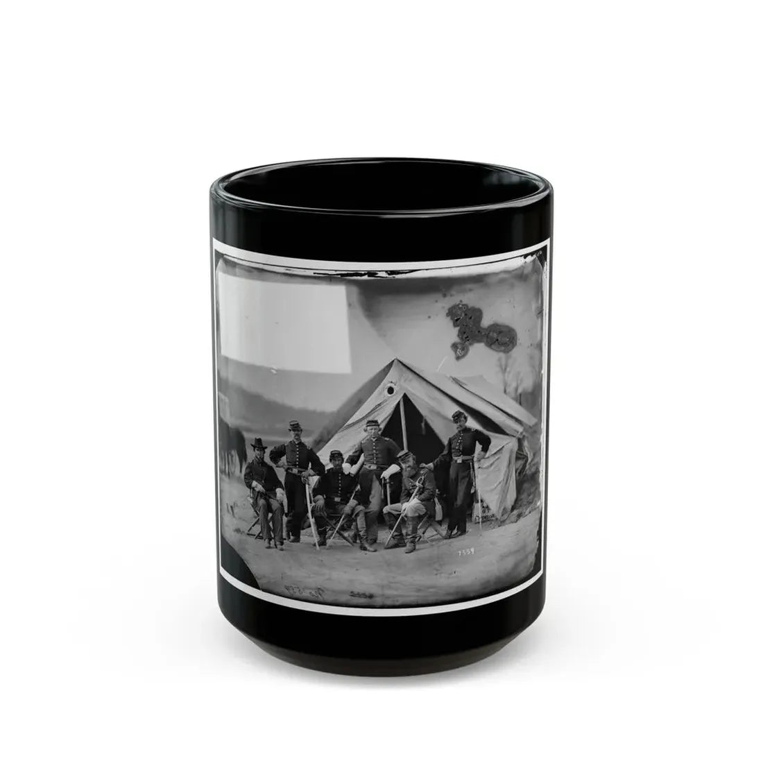 Six Officers Of The 17th New York Battery, Probably At Camp Barry, Near Washington, D.C. (U.S. Civil War) Black Coffee Mug 15oz - Go Mug Yourself