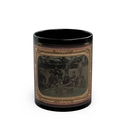 Six Unidentified Soldiers In 45th Ohio Infantry Regiment Officers' Uniforms With Sabers (1) (U.S. Civil War) Black Coffee Mug-11oz-Go Mug Yourself