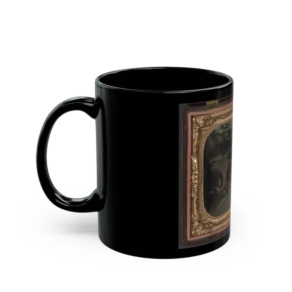 Six Unidentified Soldiers In 45th Ohio Infantry Regiment Officers' Uniforms With Sabers (1) (U.S. Civil War) Black Coffee Mug-Go Mug Yourself