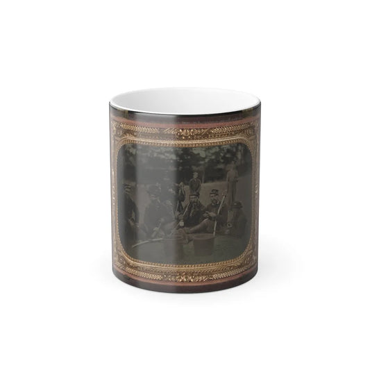 Six Unidentified Soldiers in 45Th Ohio Infantry Regiment Officers' Uniforms With Sabers (1) (U.S. Civil War) Color Changing Coffee Mug 11oz-11oz-Go Mug Yourself
