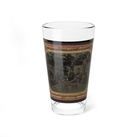 Six Unidentified Soldiers In 45th Ohio Infantry Regiment Officers' Uniforms With Sabers (1) (U.S. Civil War) Pint Glass 16oz-16oz-Go Mug Yourself