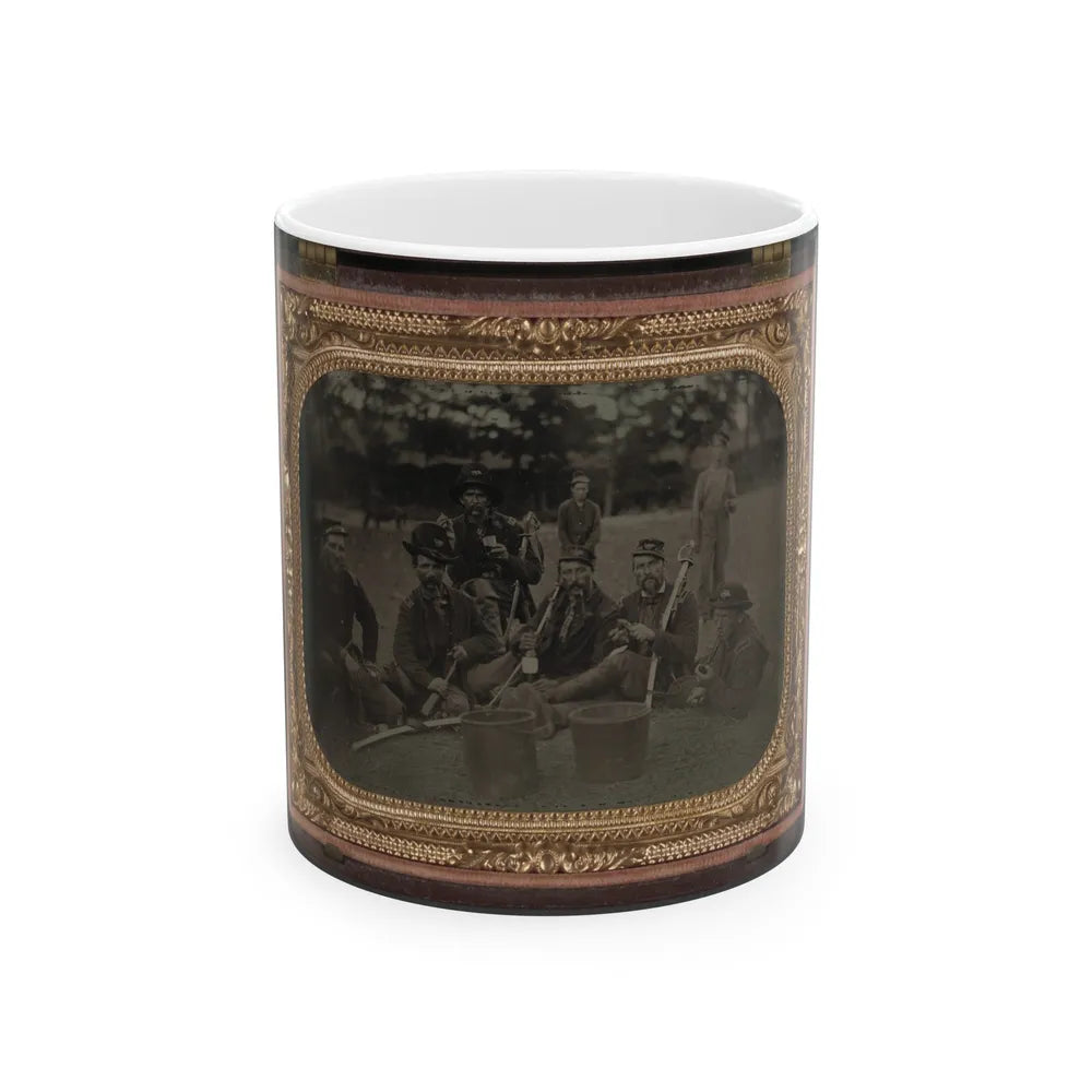 Six Unidentified Soldiers In 45th Ohio Infantry Regiment Officers' Uniforms With Sabers (1) (U.S. Civil War) White Coffee Mug-11oz-Go Mug Yourself