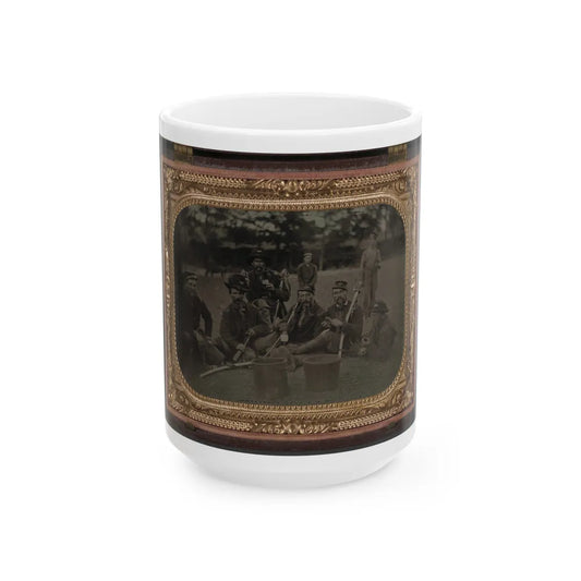 Six Unidentified Soldiers In 45th Ohio Infantry Regiment Officers' Uniforms With Sabers (1) (U.S. Civil War) White Coffee Mug-15oz-Go Mug Yourself