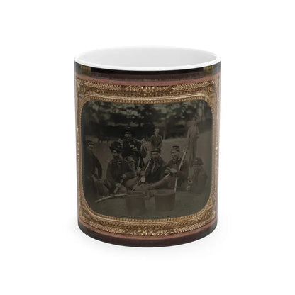 Six Unidentified Soldiers In 45th Ohio Infantry Regiment Officers' Uniforms With Sabers (1) (U.S. Civil War) White Coffee Mug 11oz - Go Mug Yourself
