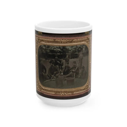 Six Unidentified Soldiers In 45th Ohio Infantry Regiment Officers' Uniforms With Sabers (1) (U.S. Civil War) White Coffee Mug 15oz - Go Mug Yourself