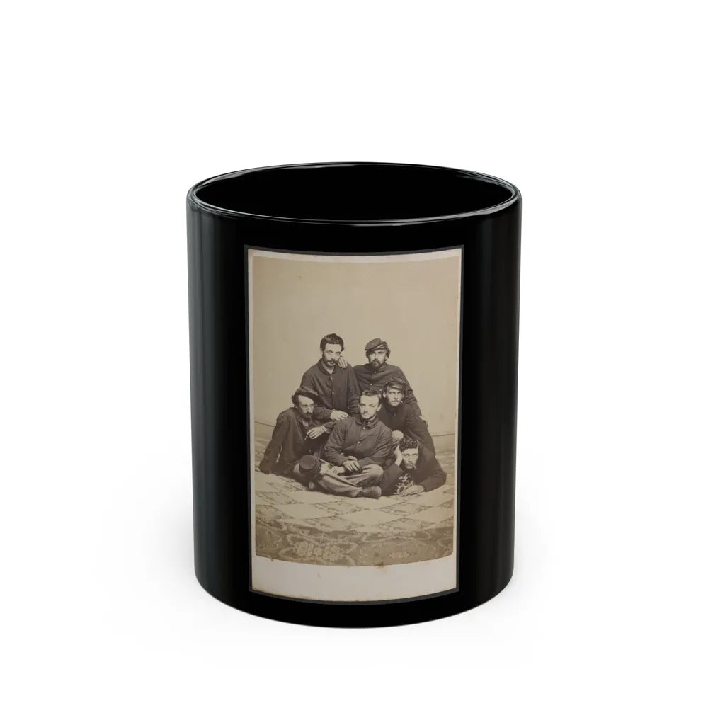 Six Unidentified Soldiers In Union Uniforms With Cigars And Pipe (U.S. Civil War) Black Coffee Mug-11oz-Go Mug Yourself